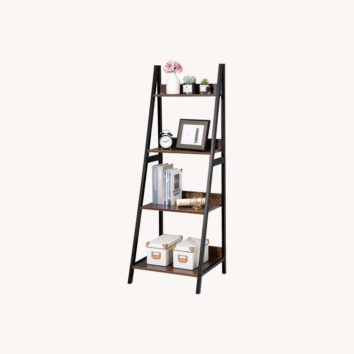 GreenForest Ladder Shelf 4 Tier Bookcase - image-0