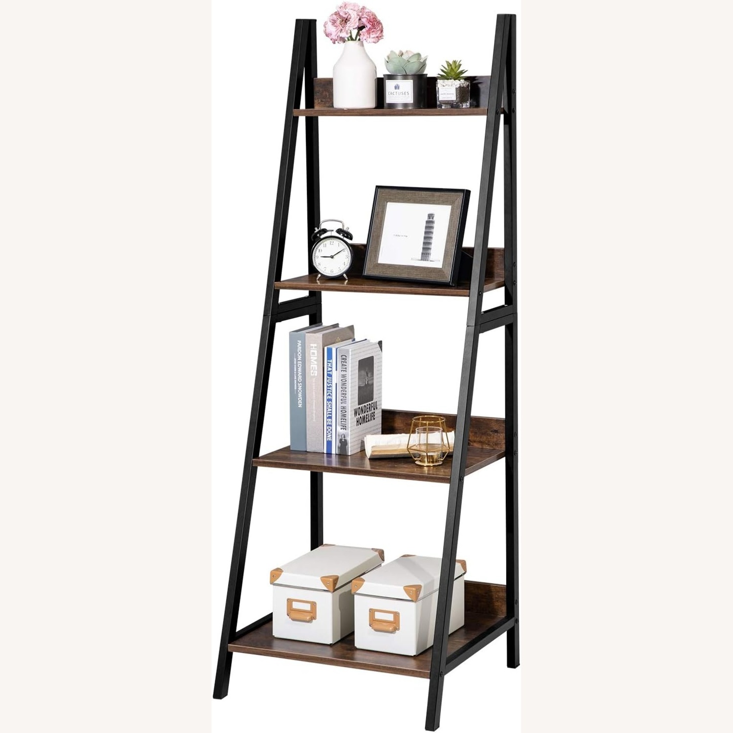 GreenForest Ladder Shelf 4 Tier Bookcase - image-6