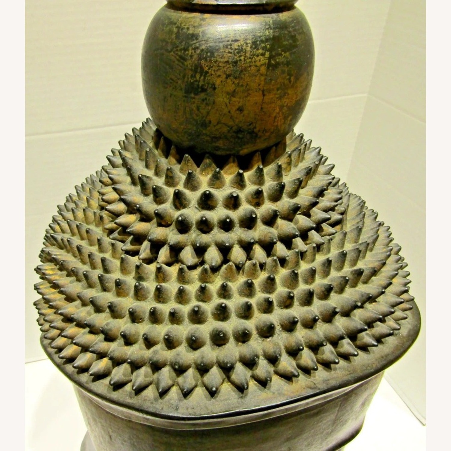 Hand Carved Solid Lacquered Wood Buddha Head - image-9