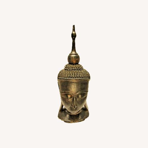 Used Hand Carved Solid Lacquered Wood Buddha Head for sale on AptDeco