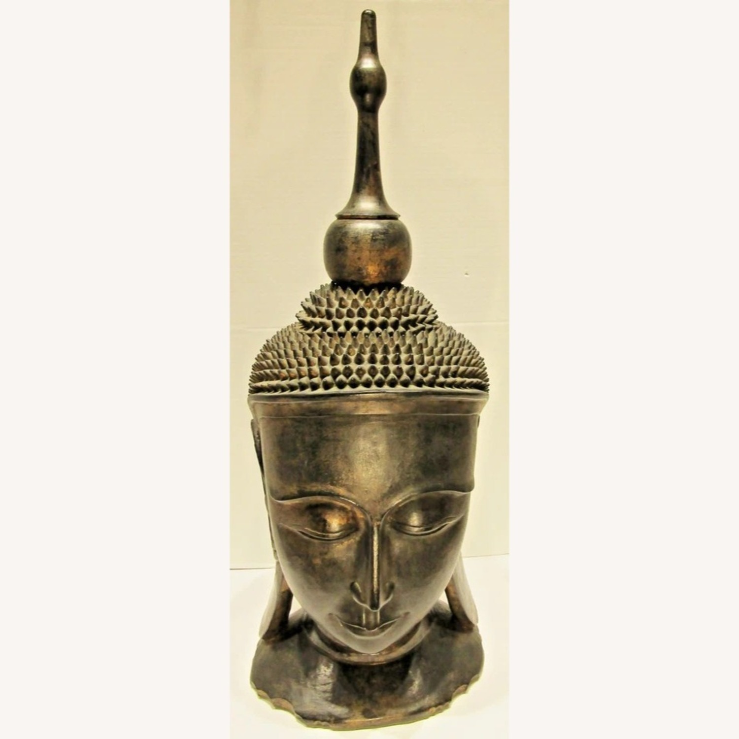Hand Carved Solid Lacquered Wood Buddha Head - image-5