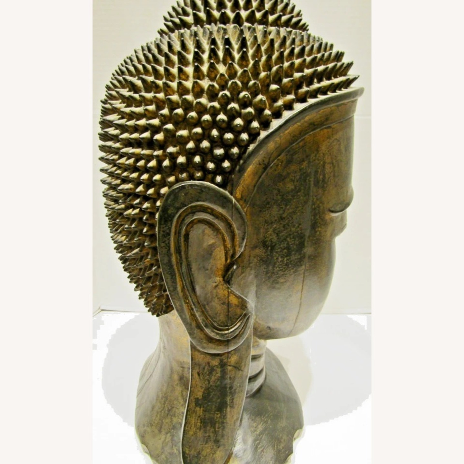 Hand Carved Solid Lacquered Wood Buddha Head - image-11