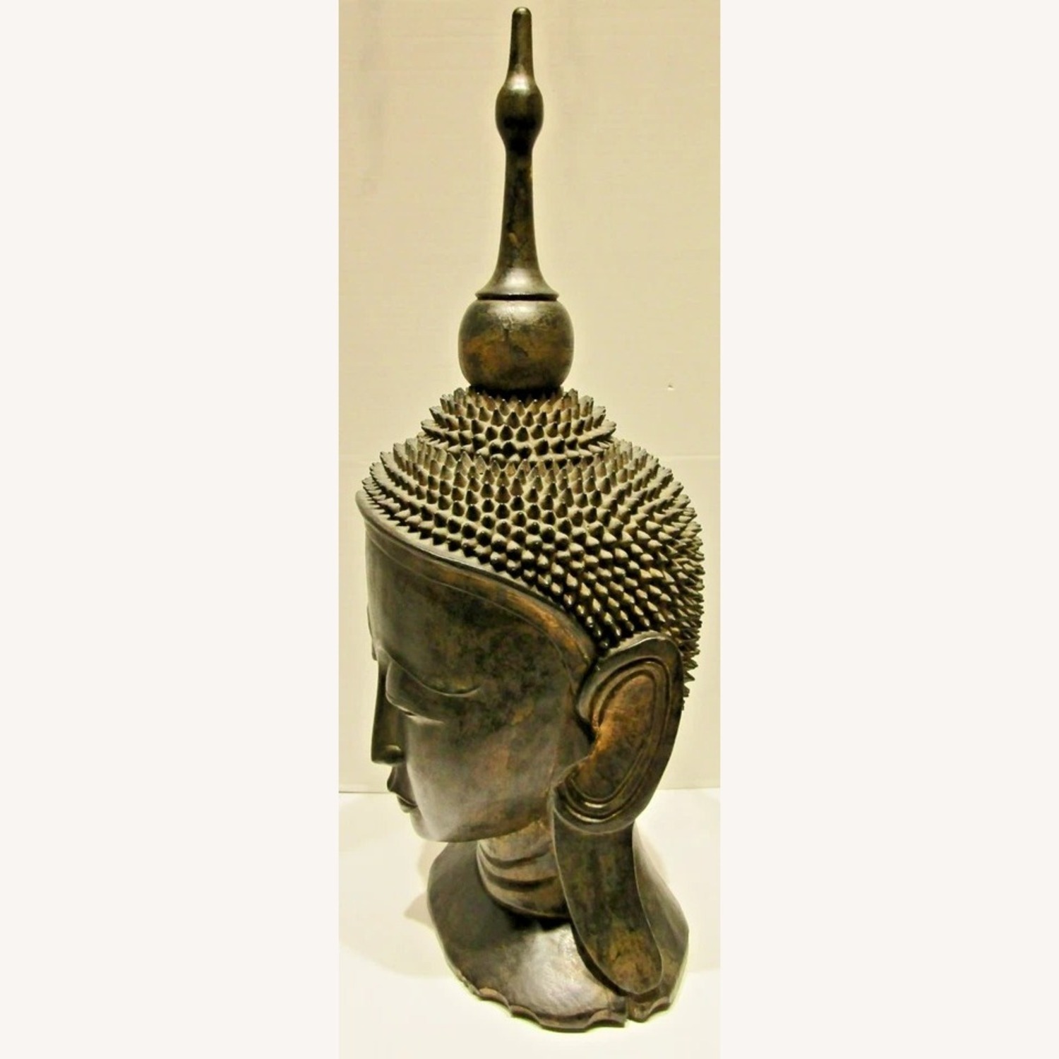 Hand Carved Solid Lacquered Wood Buddha Head - image-6