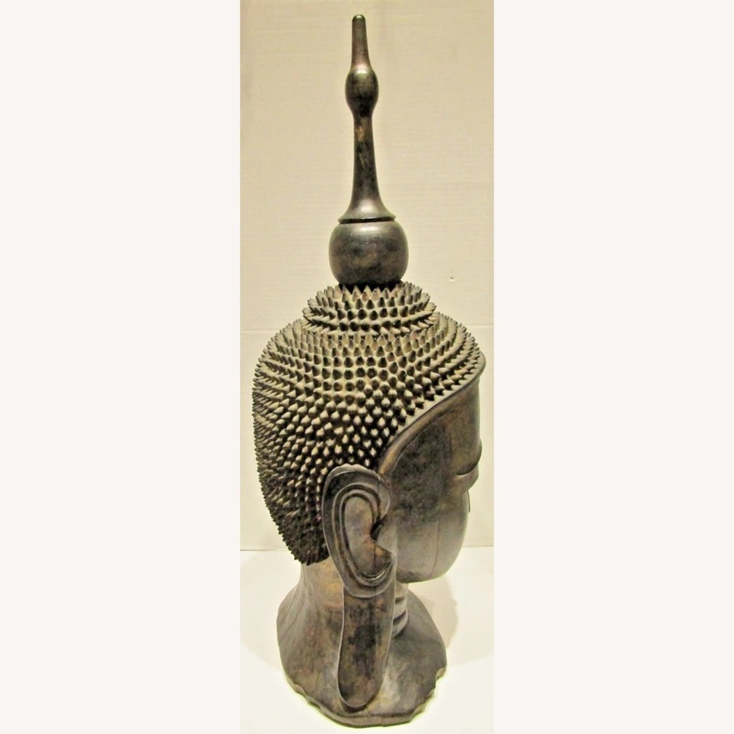 Hand Carved Solid Lacquered Wood Buddha Head - image-12