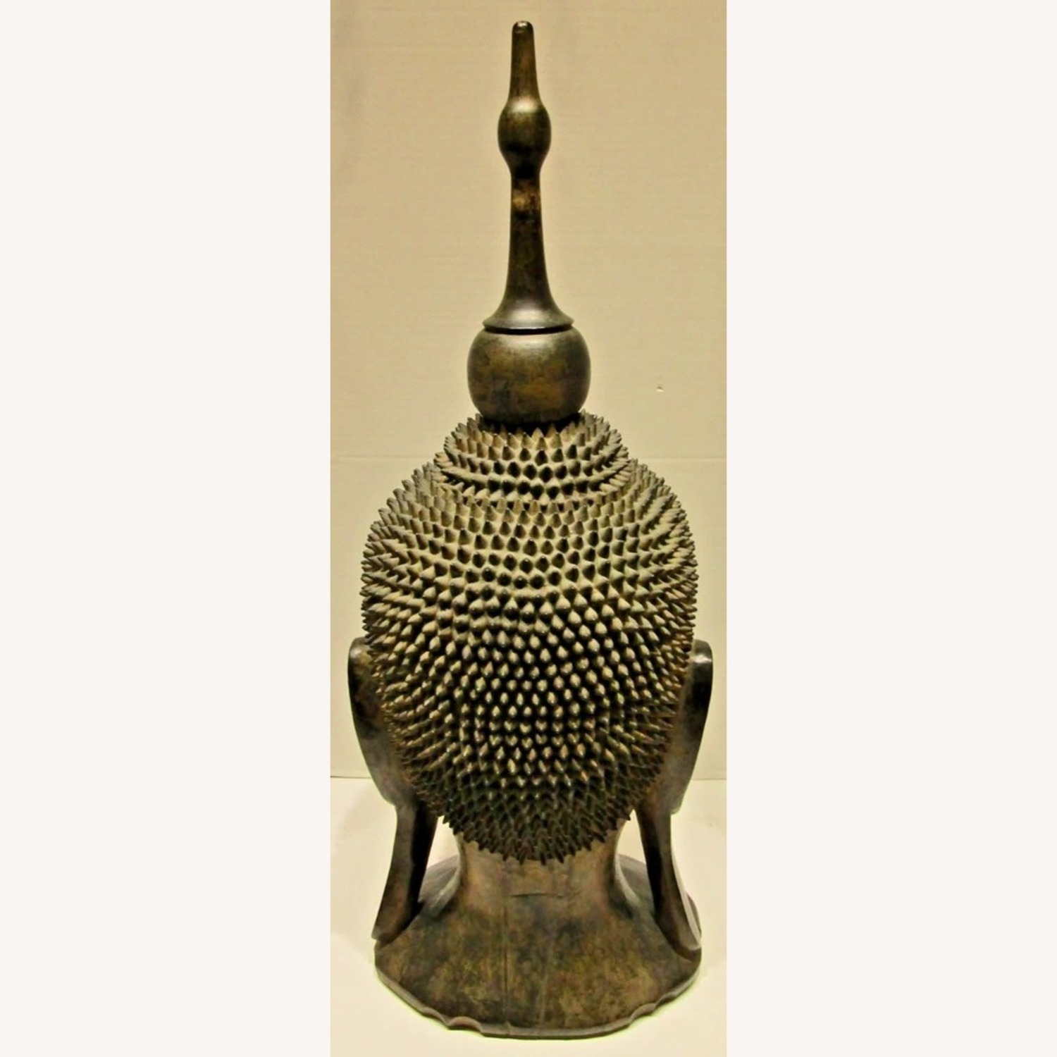 Hand Carved Solid Lacquered Wood Buddha Head - image-7