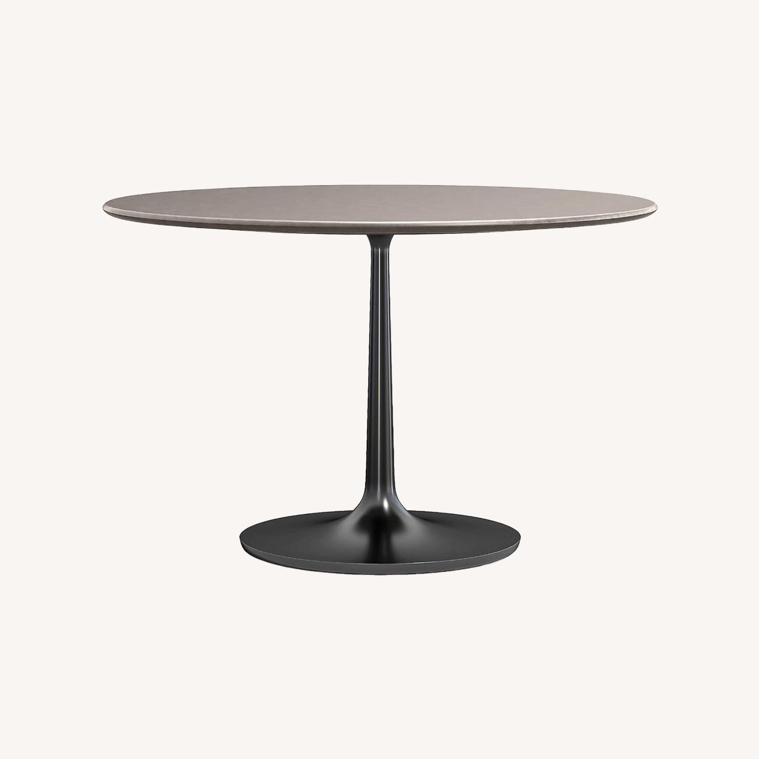 Crate & Barrel Nero 48" Round Concrete Dining Table with Matte Black Base - image-0