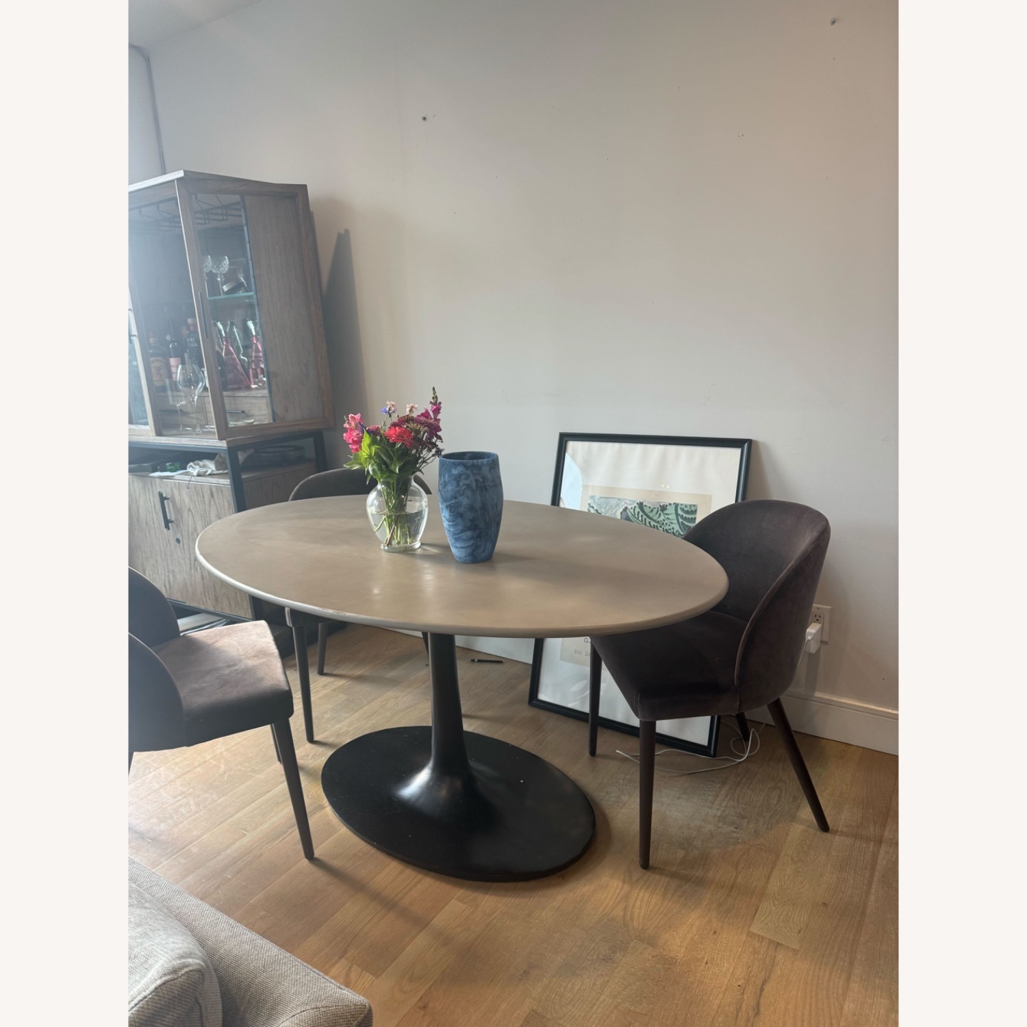 Crate & Barrel Nero 48" Round Concrete Dining Table with Matte Black Base - image-3