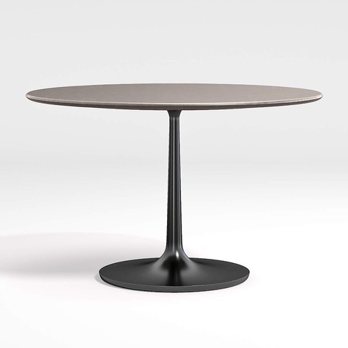 Used Crate & Barrel Nero 48" Round Concrete Dining Table with Matte Black Base for sale on AptDeco