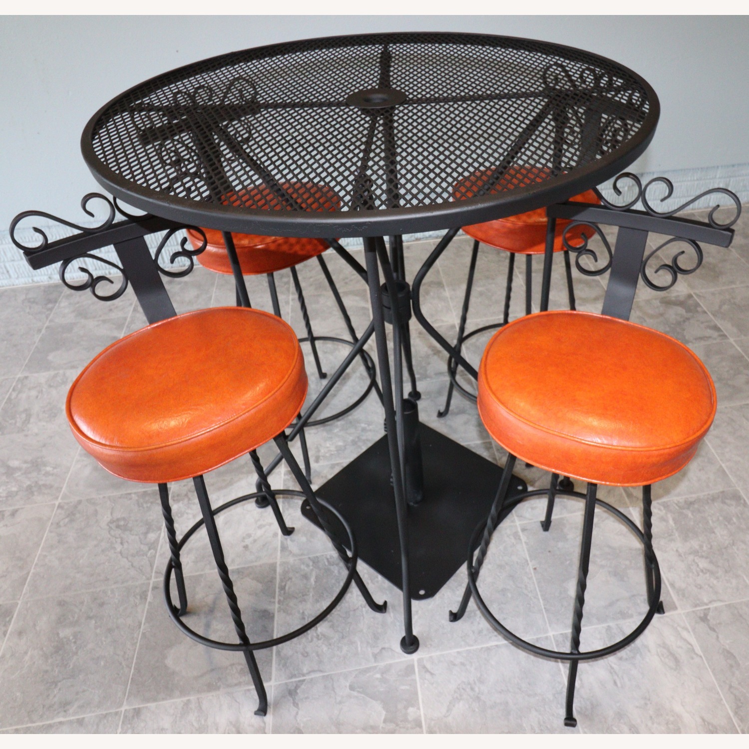 Wrought Iron Swivel Bar Stool Set - image-7