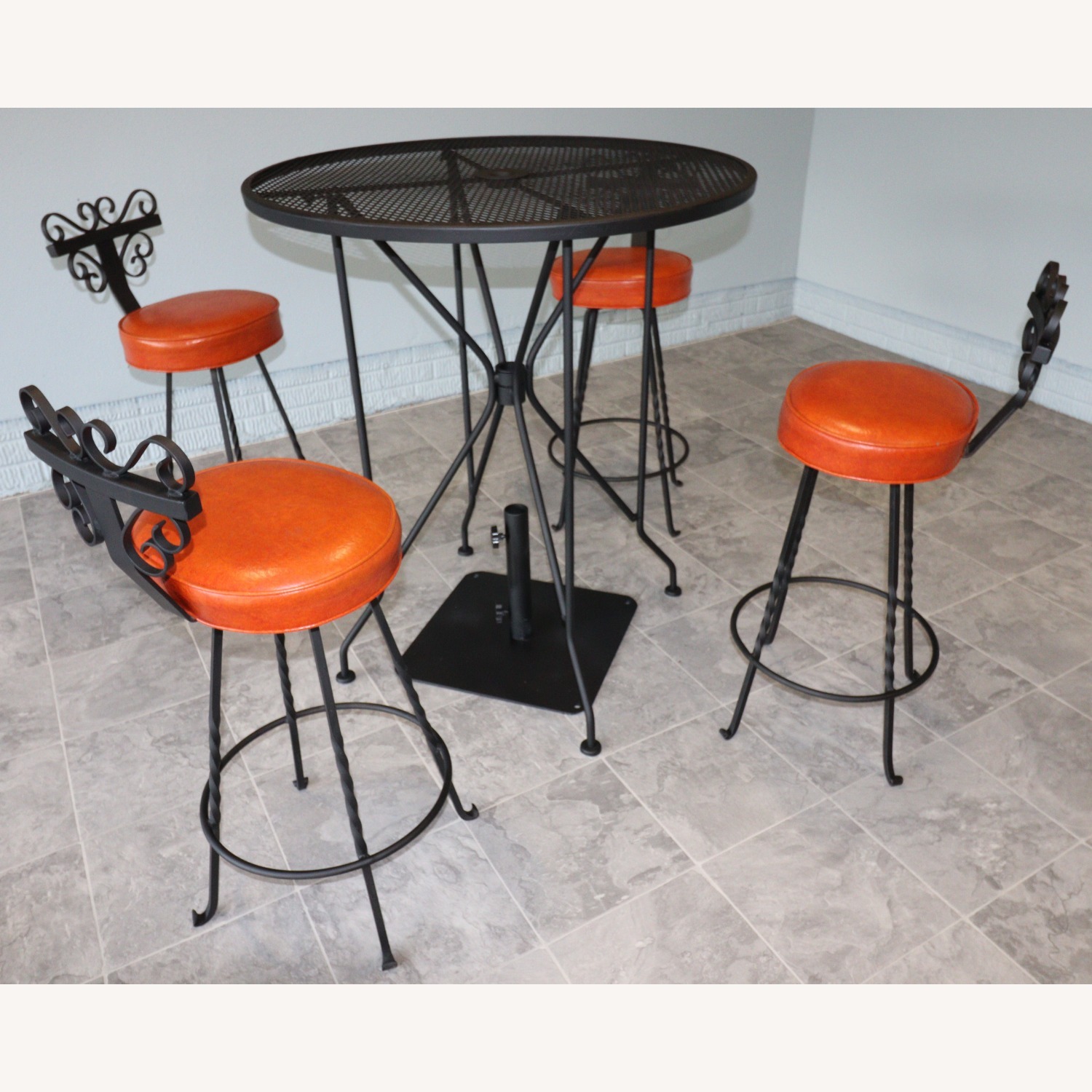 Wrought Iron Swivel Bar Stool Set - image-1