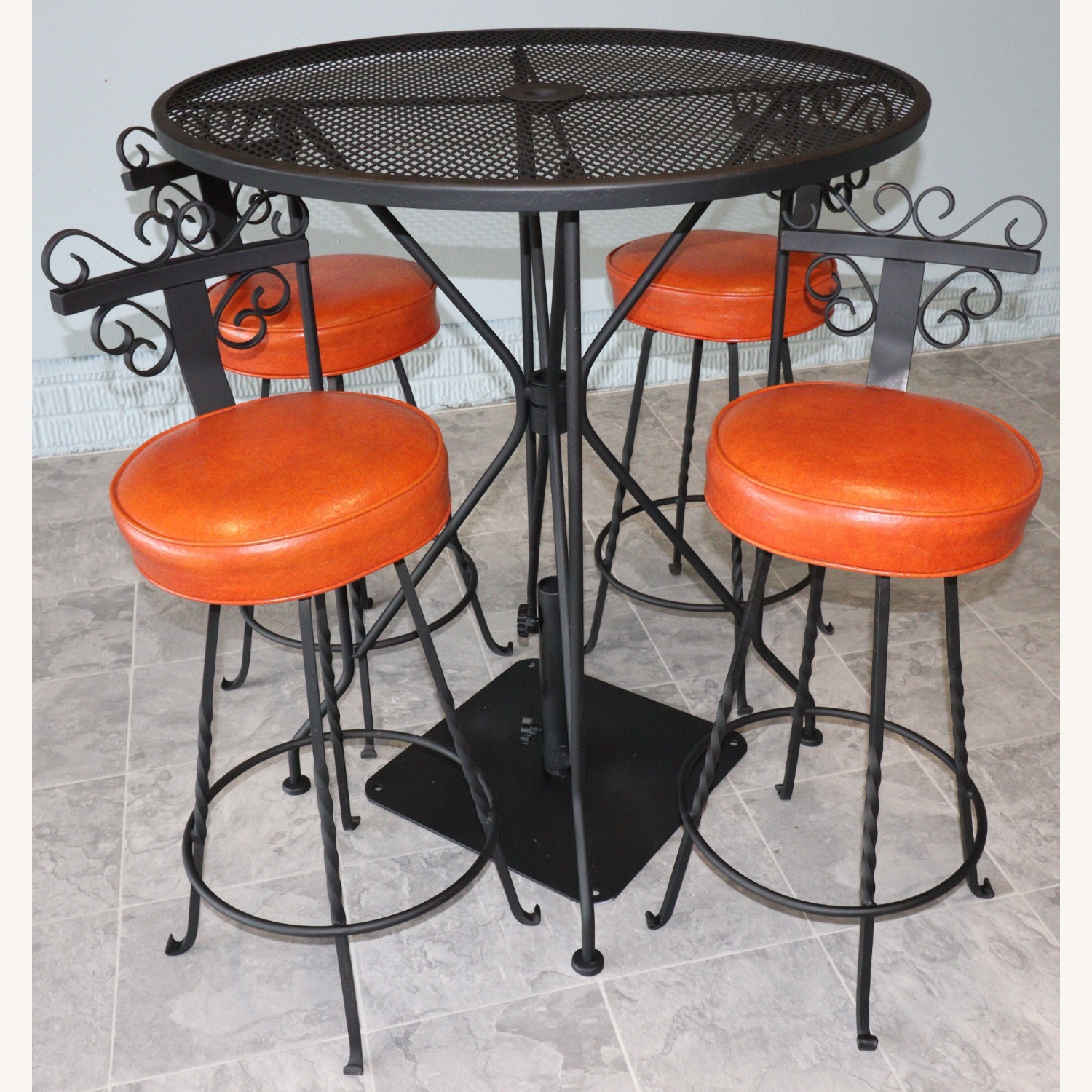 Wrought Iron Swivel Bar Stool Set - image-6