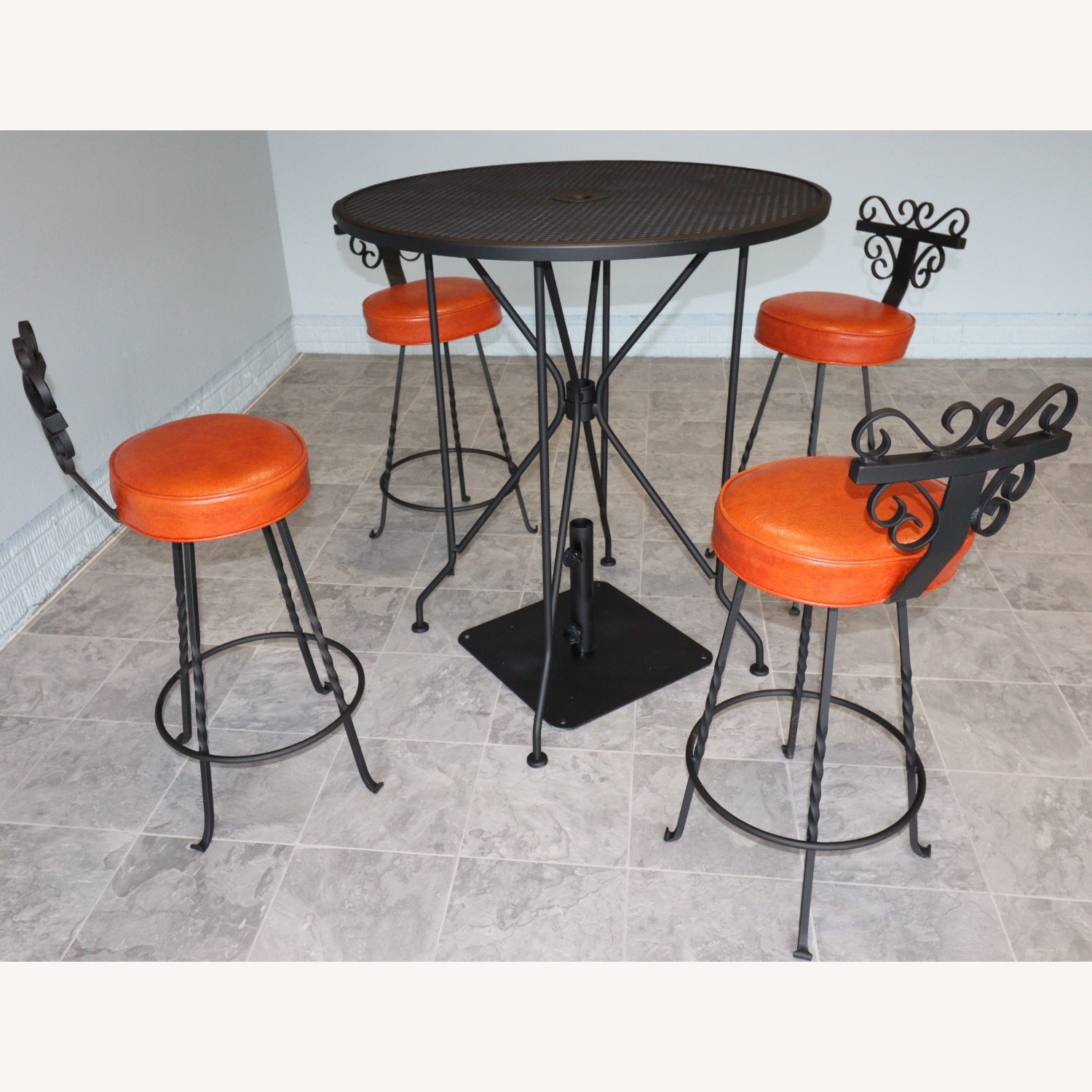Wrought Iron Swivel Bar Stool Set - image-9