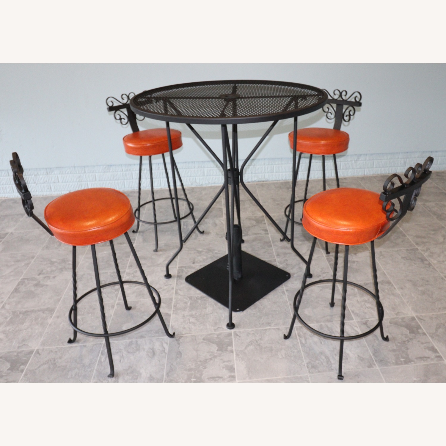 Wrought Iron Swivel Bar Stool Set - image-5