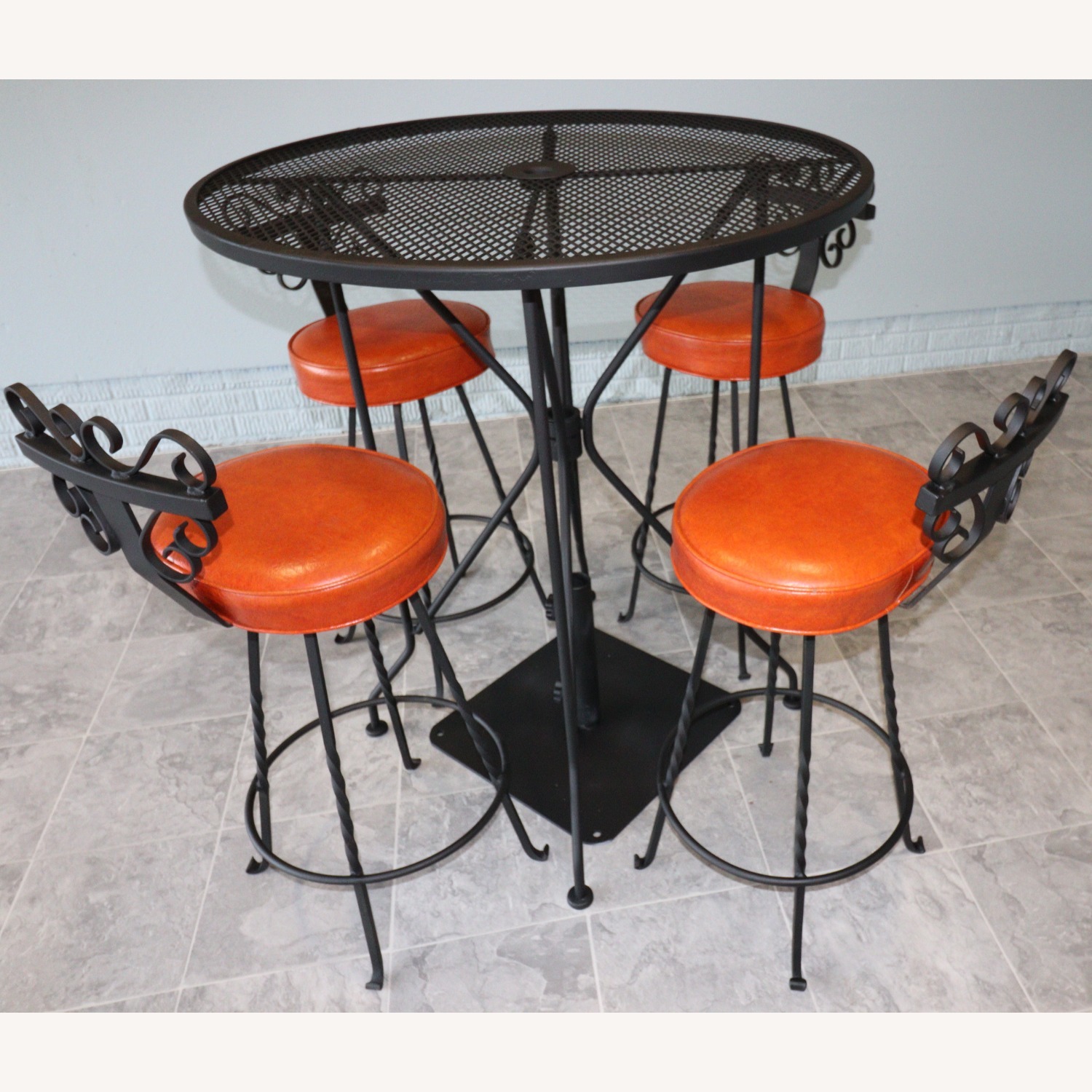 Wrought Iron Swivel Bar Stool Set - image-8