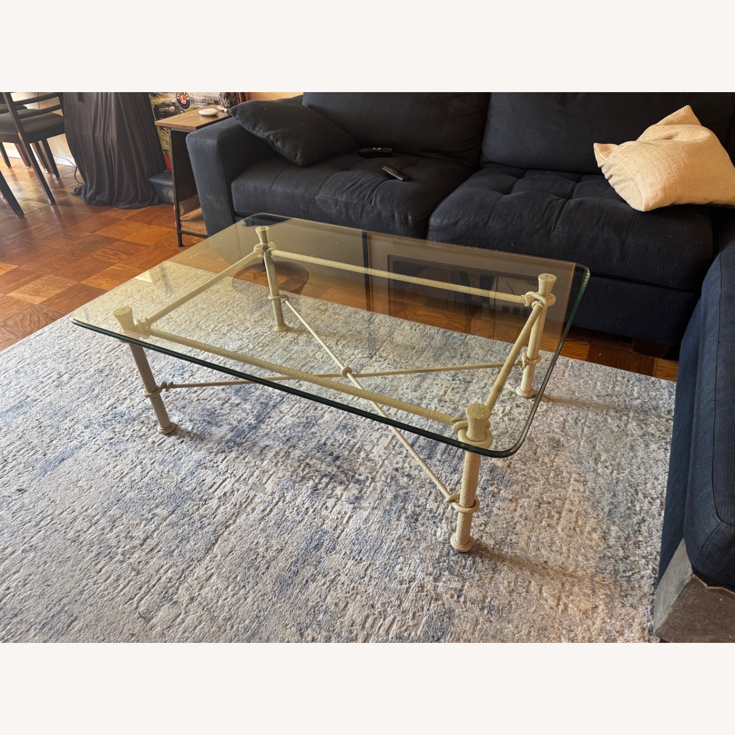 Ethan Allen Glass and Iron Coffee Table - image-1