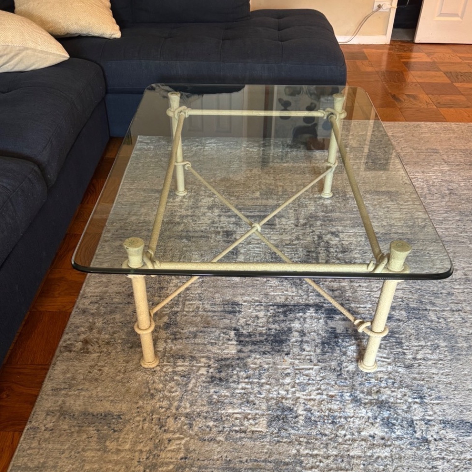 Ethan Allen Glass and Iron Coffee Table - image-3