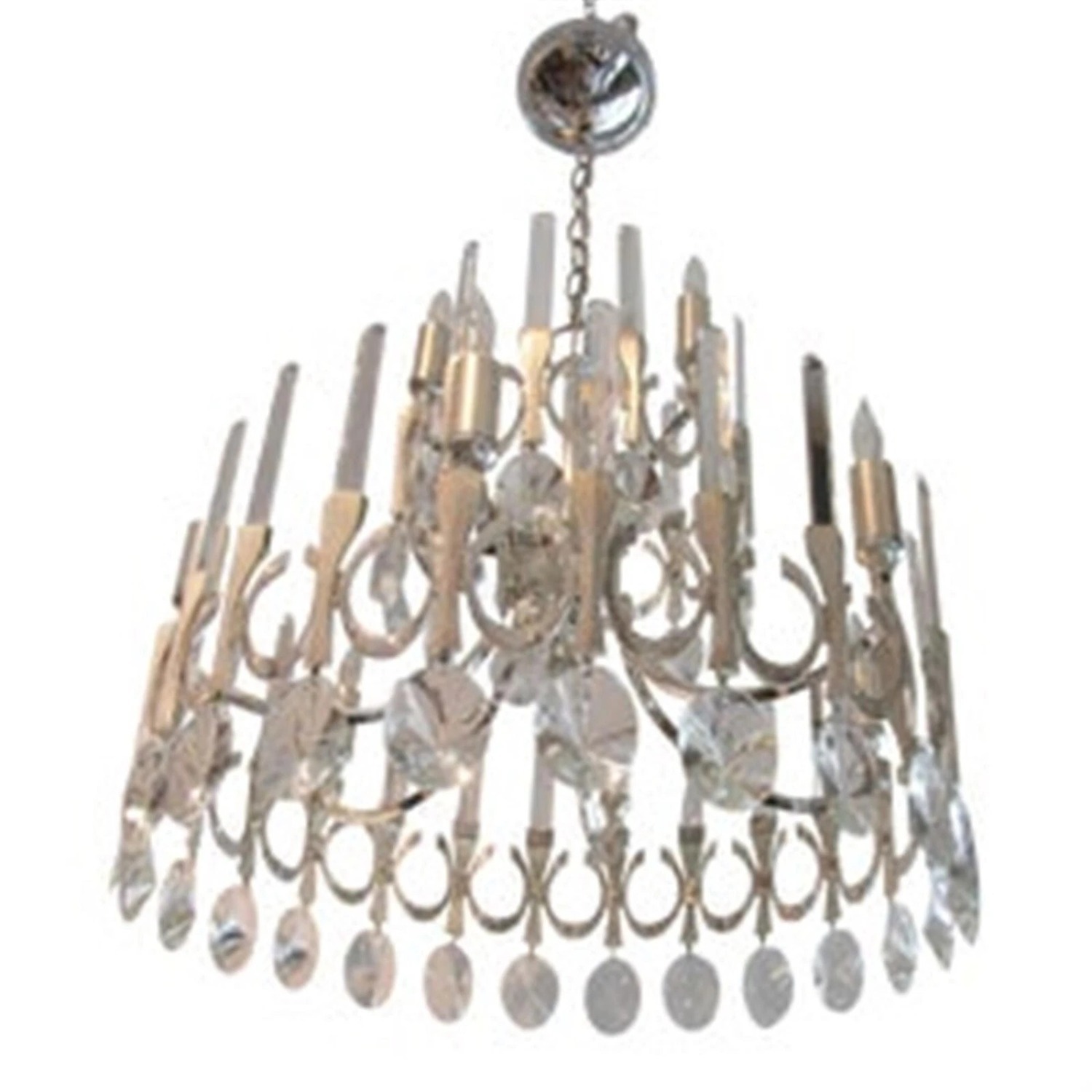 Sciolari Two Tiered Crystal Chandelier 1960's MCM - image-1