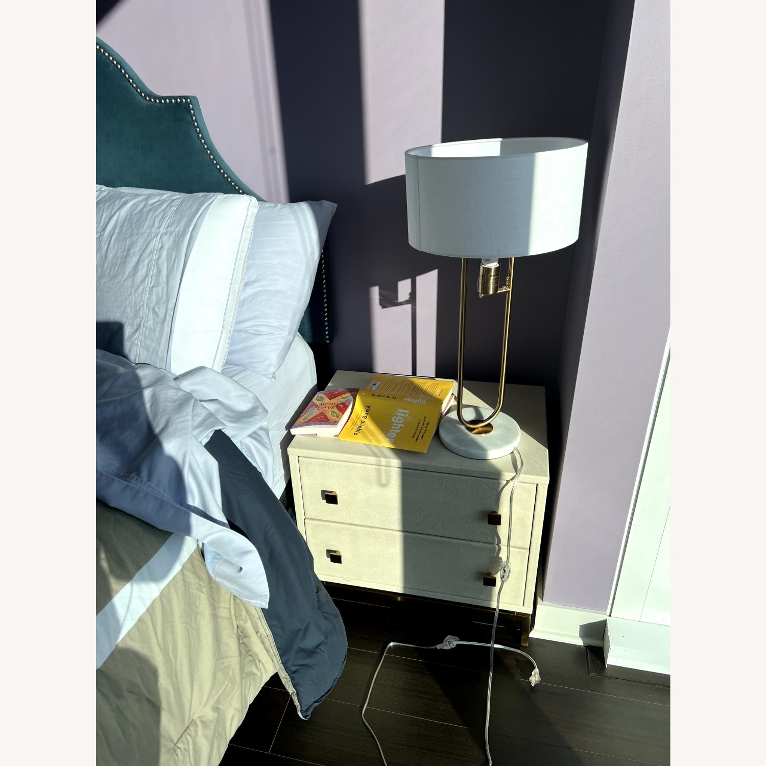 CB2 Ivory Shagreen Embossed Nightstands - image-2