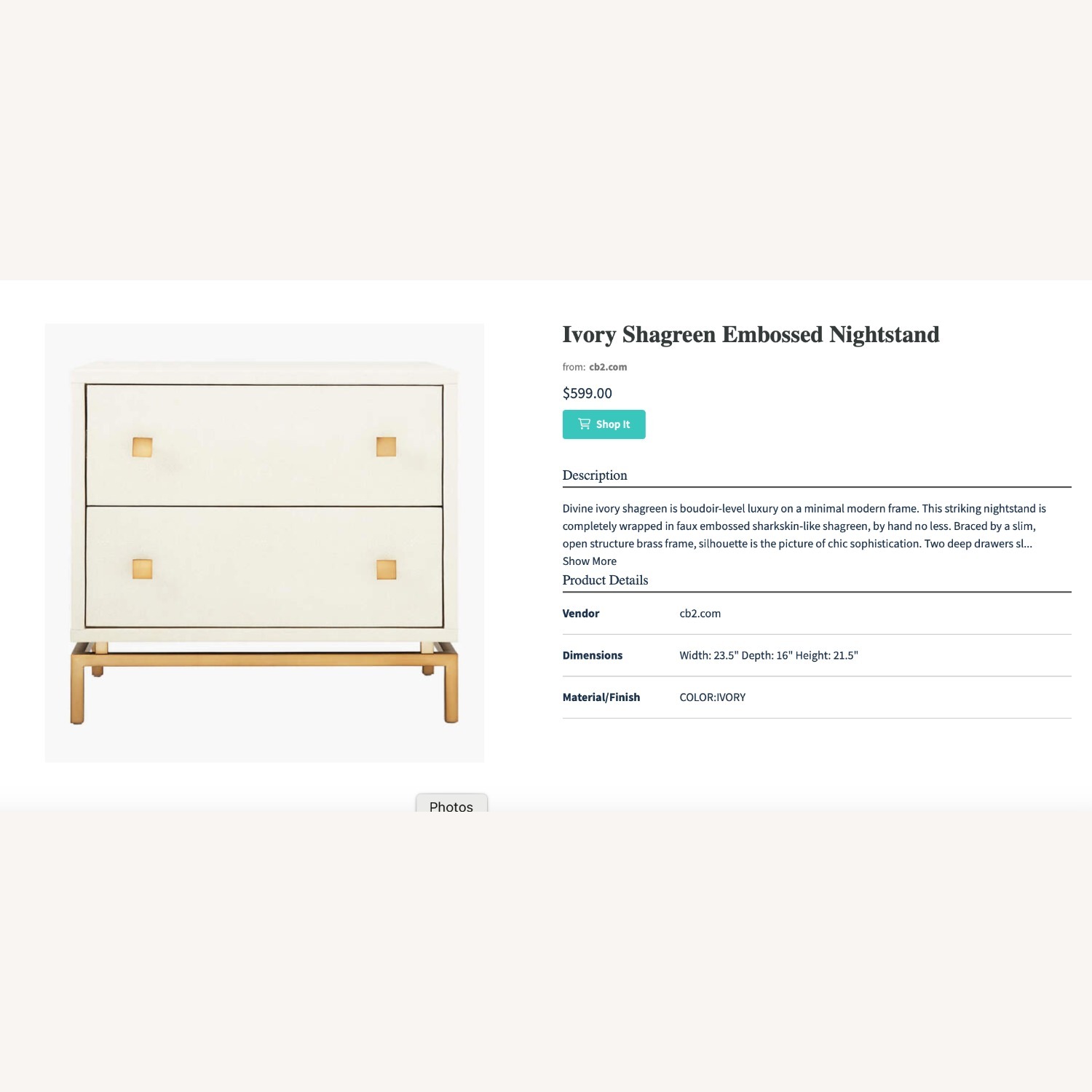 CB2 Ivory Shagreen Embossed Nightstands - image-1