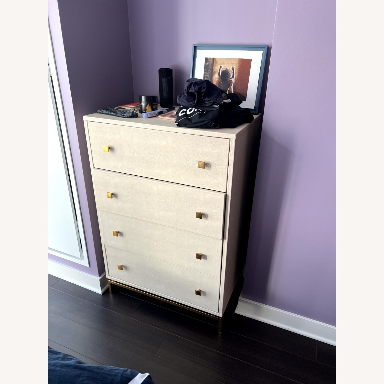 CB2 Ivory Shagreen Embossed Tall Chest - image-2