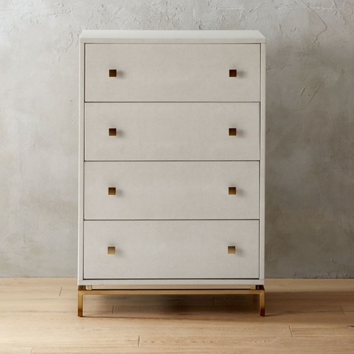 Used  CB2 Ivory Shagreen Embossed Tall Chest  for sale on AptDeco