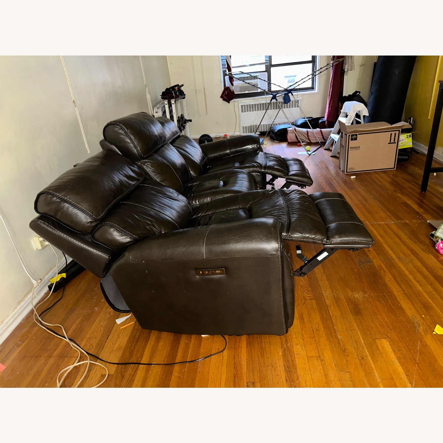 Dark Brown Leather 3-Seater Reclining Sofa - image-3