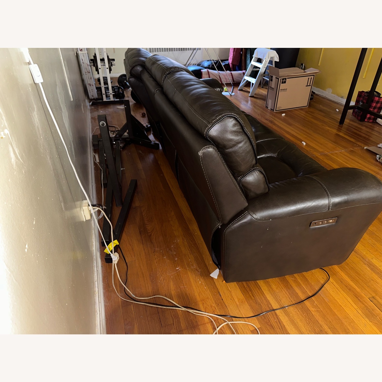 Dark Brown Leather 3-Seater Reclining Sofa - image-2