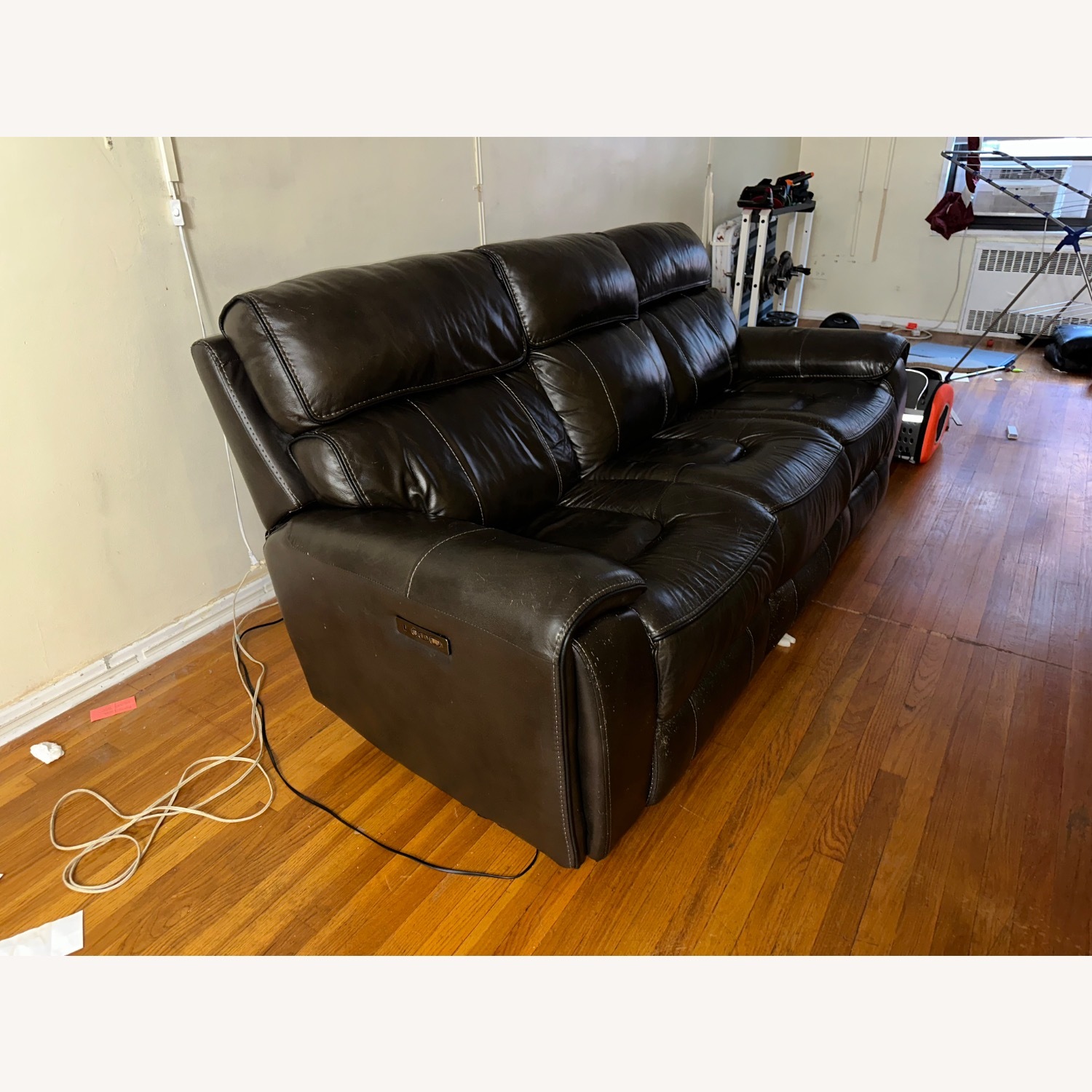 Dark Brown Leather 3-Seater Reclining Sofa - image-8