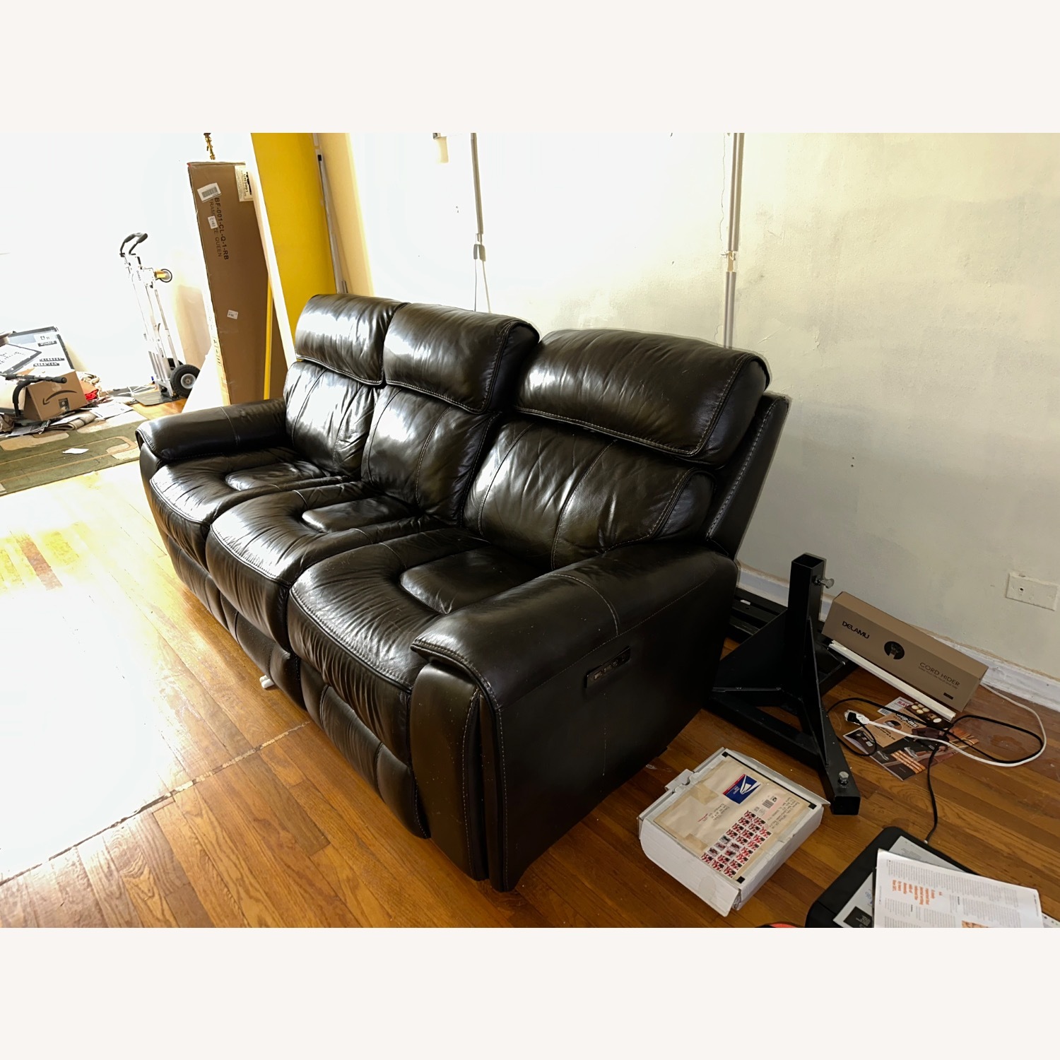 Dark Brown Leather 3-Seater Reclining Sofa - image-7