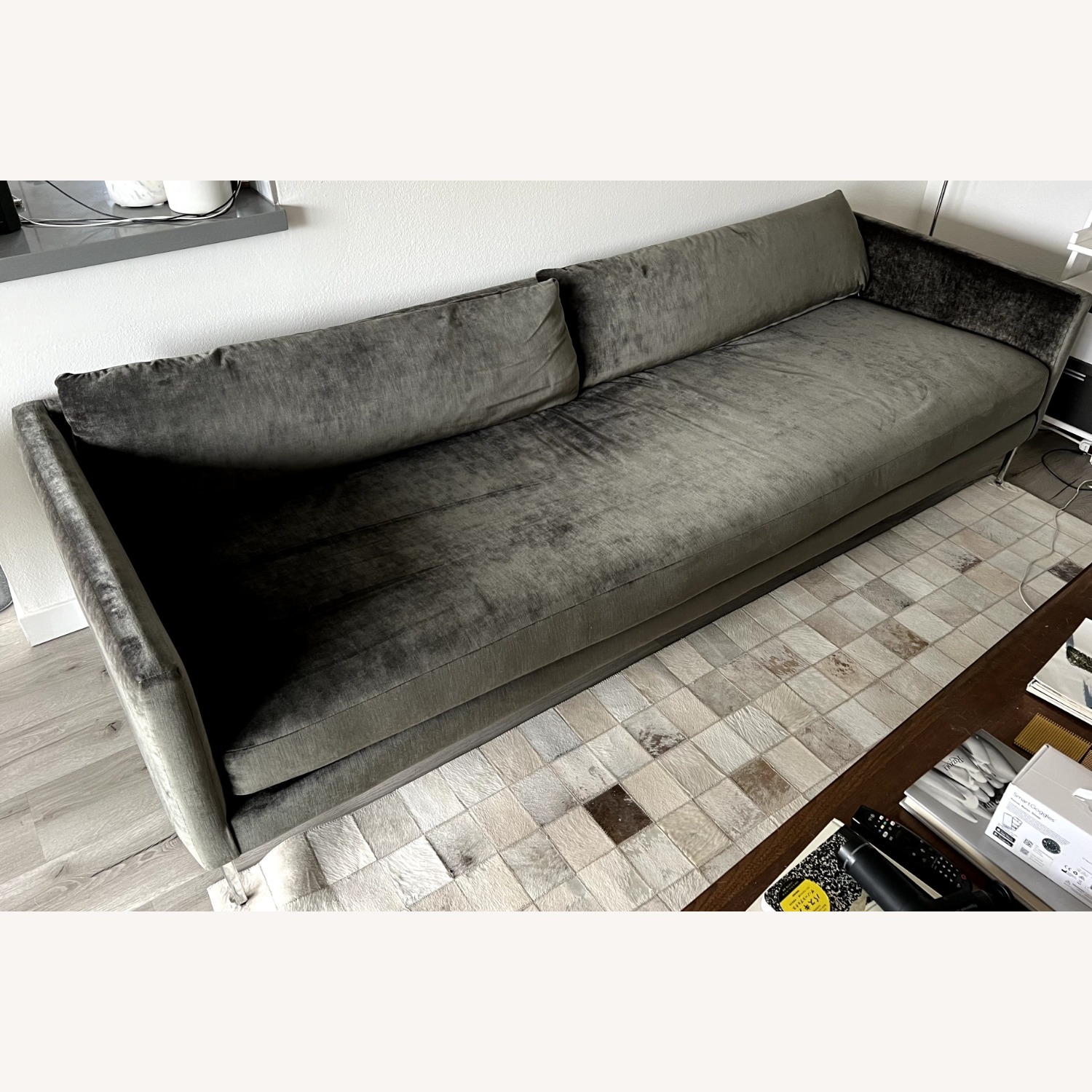 CB2 Midtown Sofa Milan Sky Grey Custom Fabric - image-5