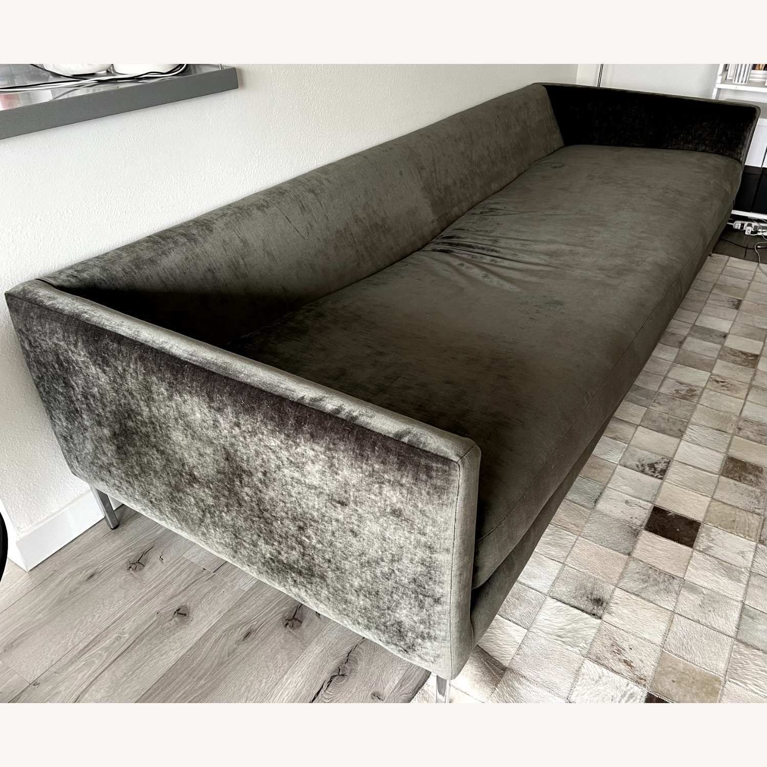 CB2 Midtown Sofa Milan Sky Grey Custom Fabric - image-4