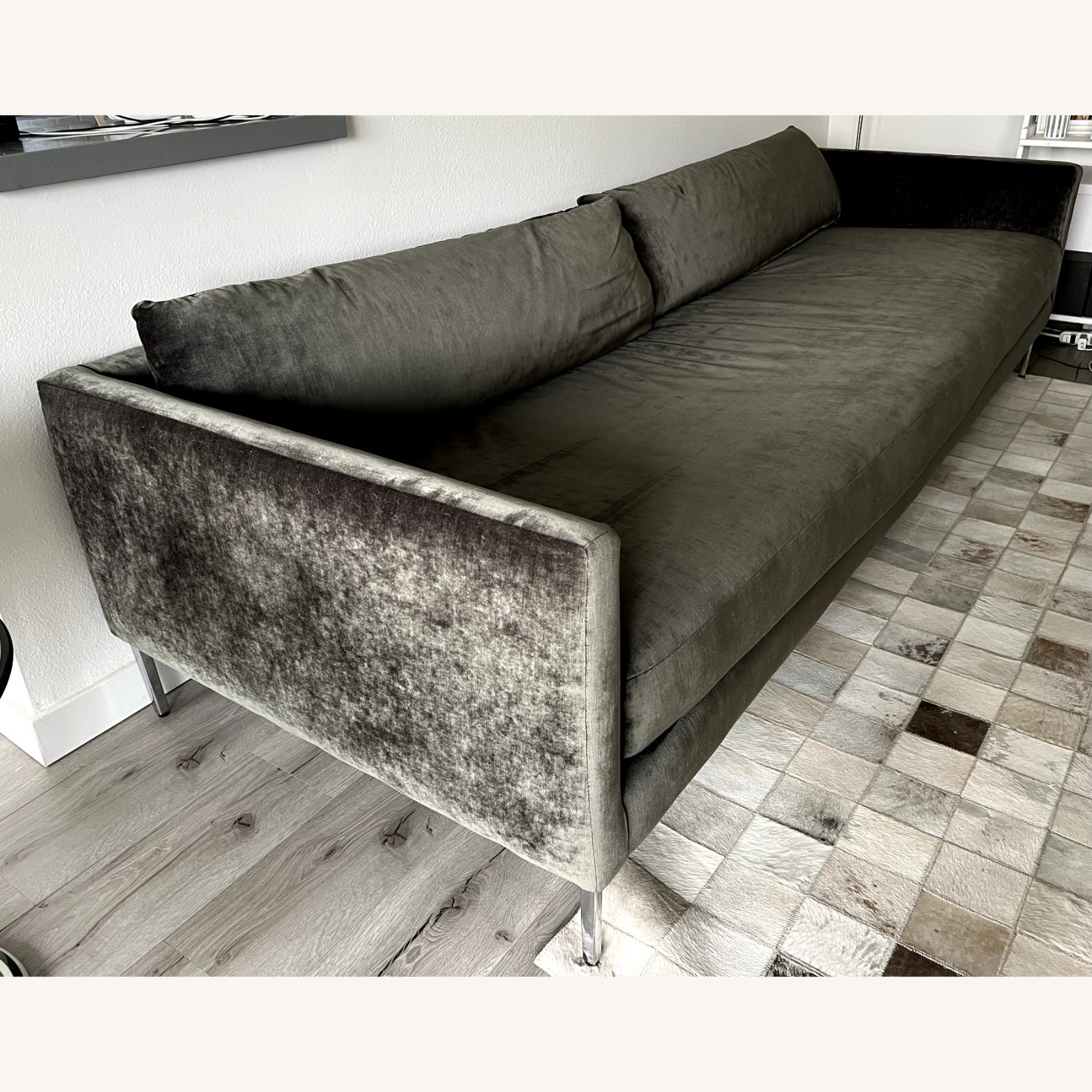 CB2 Midtown Sofa Milan Sky Grey Custom Fabric - image-2