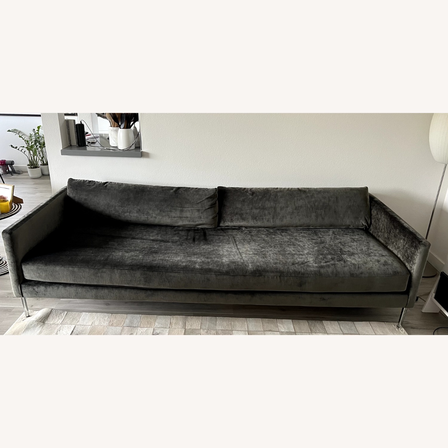CB2 Midtown Sofa Milan Sky Grey Custom Fabric - image-1