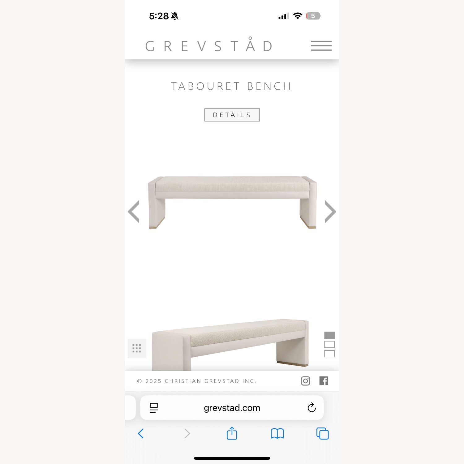 Grevstad Leather and Fabric Bench - image-1