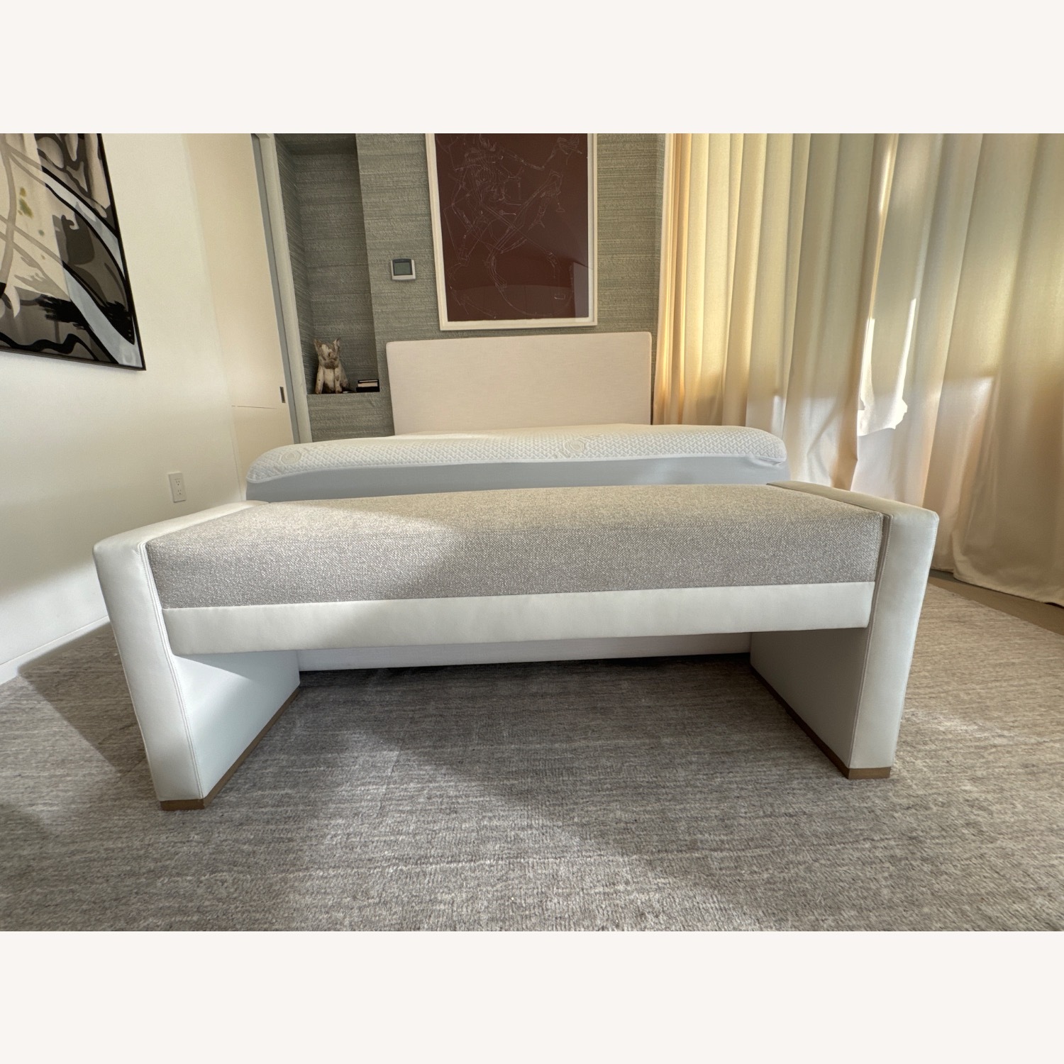 Grevstad Leather and Fabric Bench - image-2