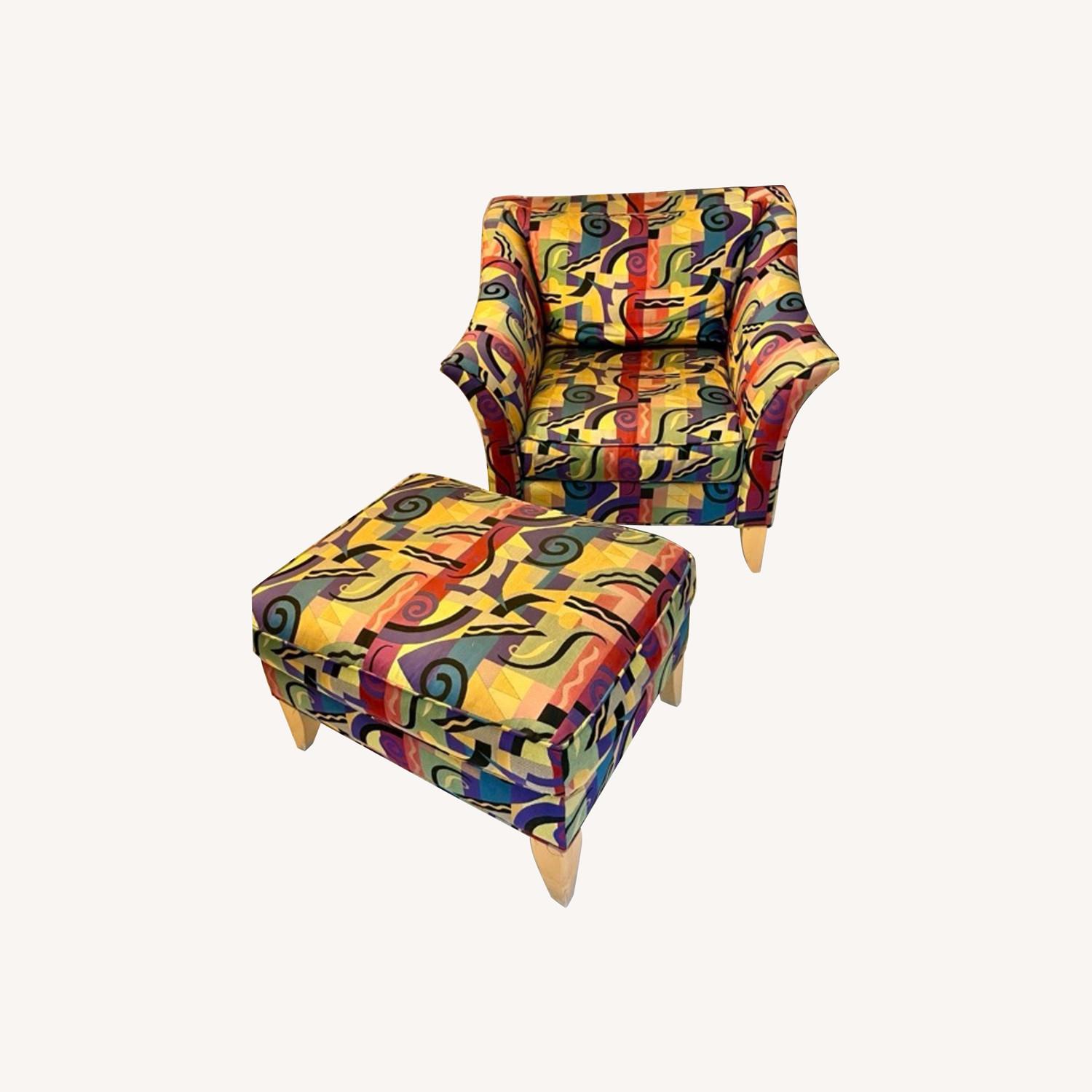 Modern, Colorful, Comfy Chair and Matching Ottoman - image-0