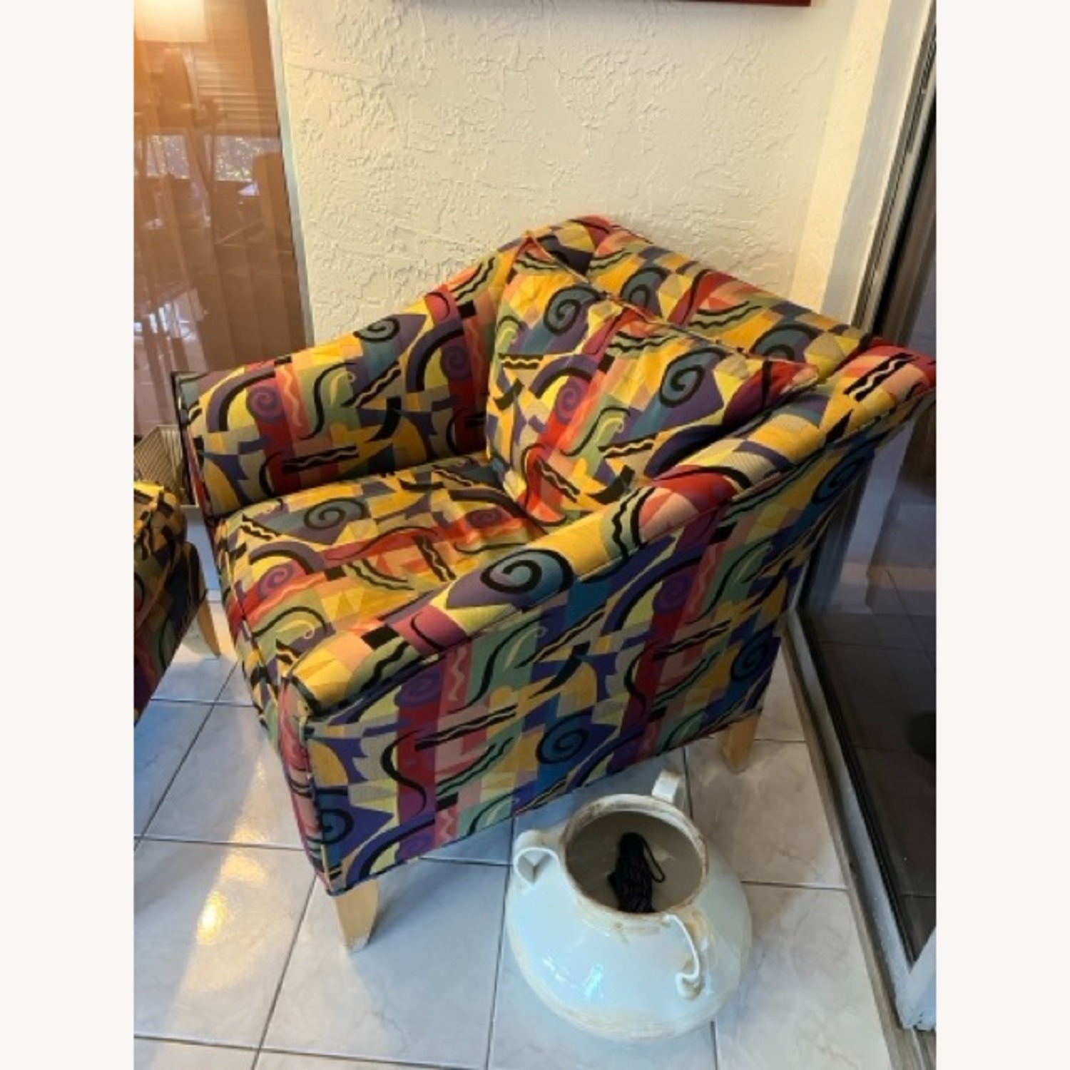 Modern, Colorful, Comfy Chair and Matching Ottoman - image-2