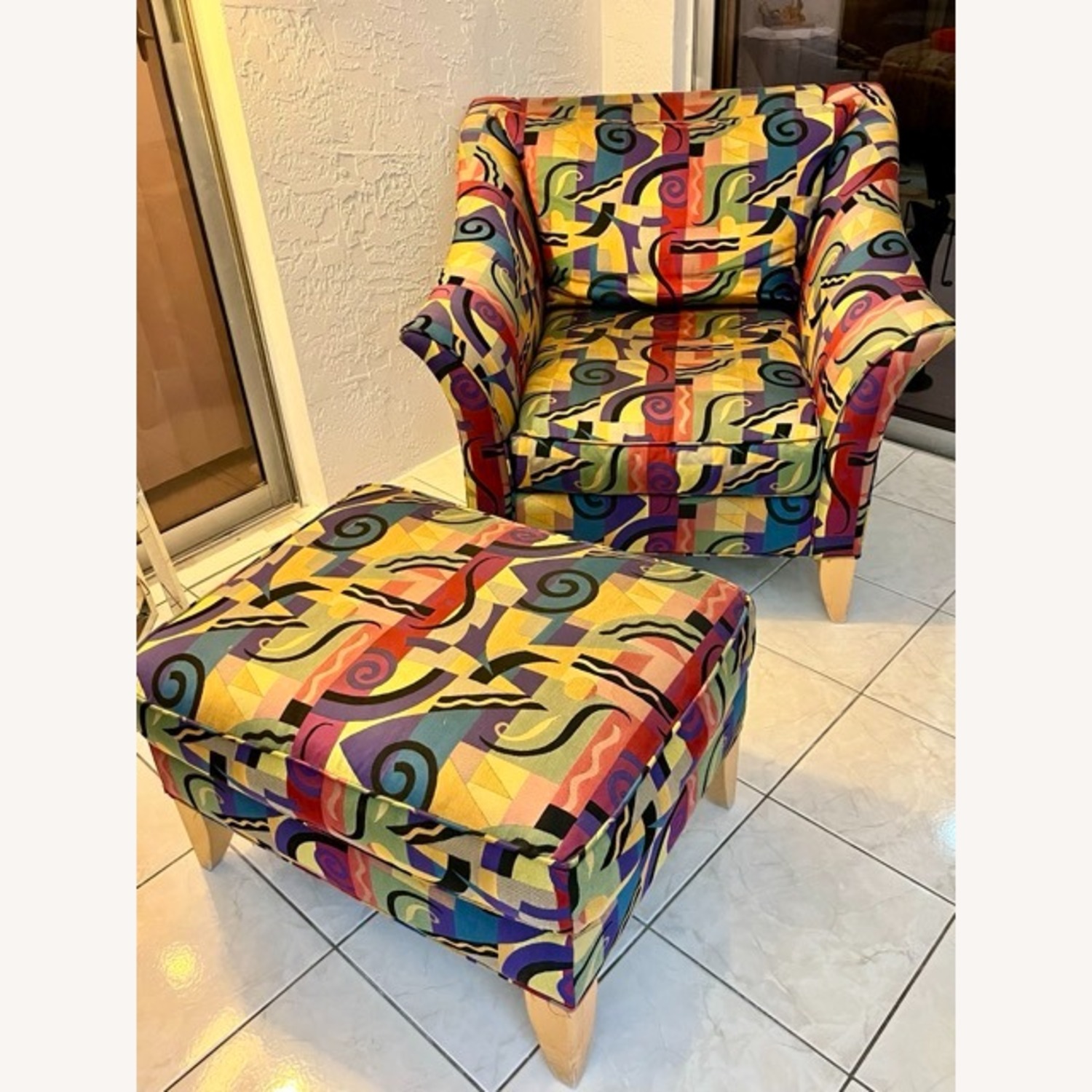 Modern, Colorful, Comfy Chair and Matching Ottoman - image-1