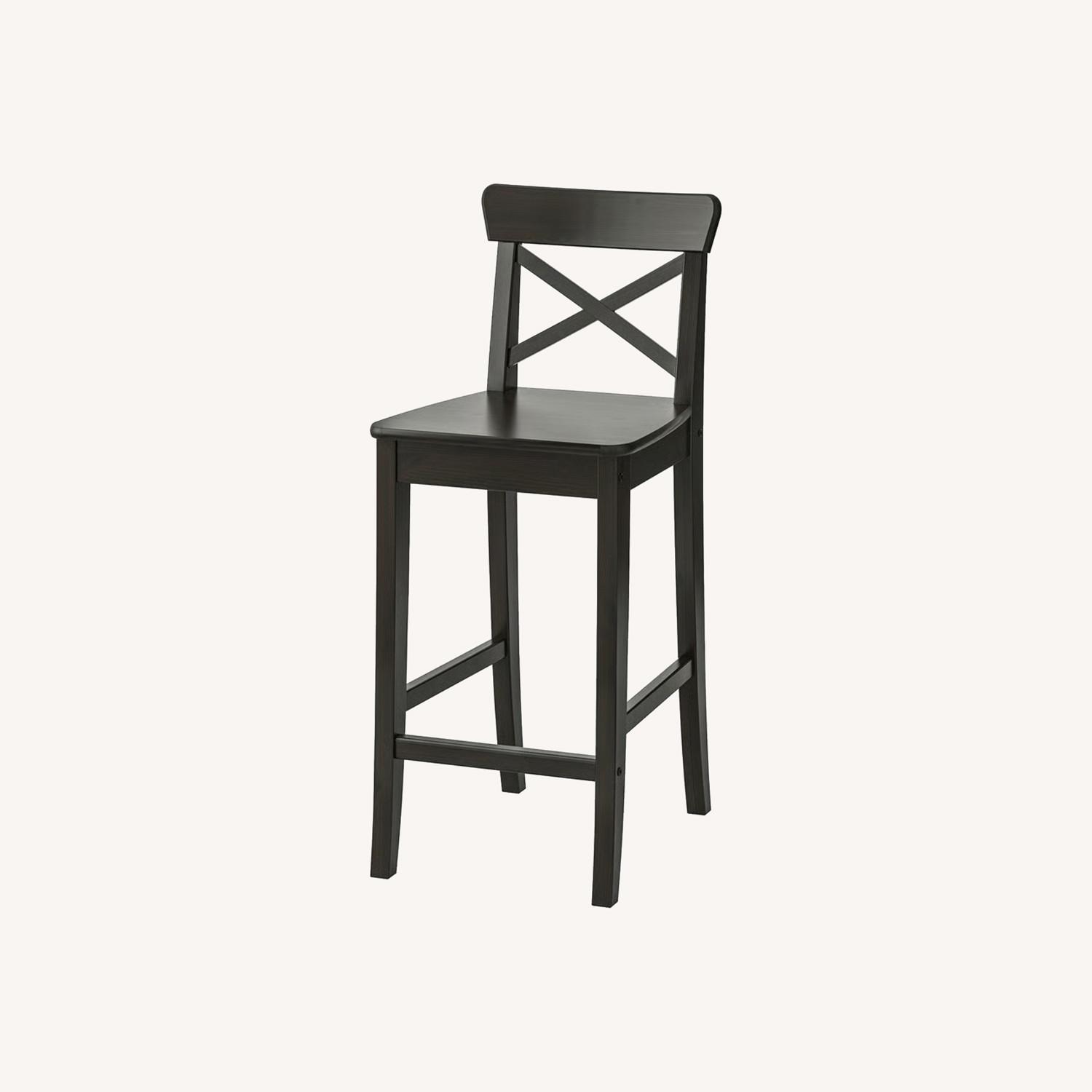 IKEA Dark Brown Bar Stools with Backrests - image-0