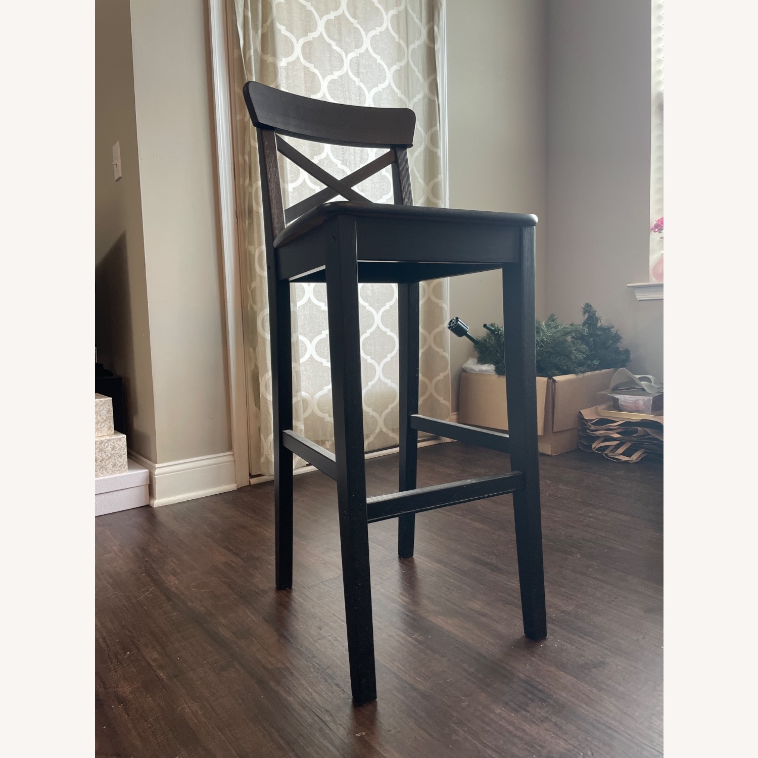 IKEA Dark Brown Bar Stools with Backrests - image-1