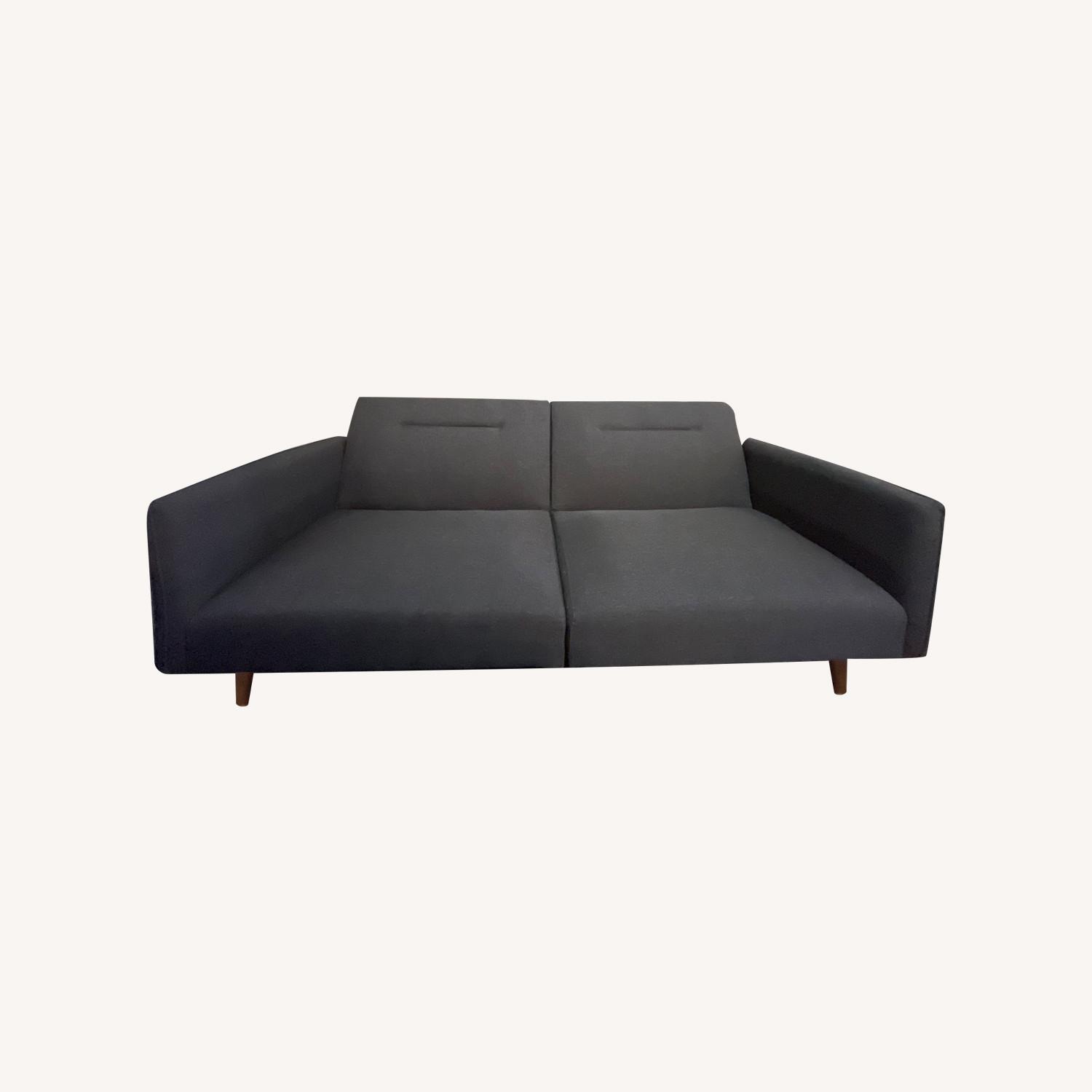 Dark Grey 2 Seat Sleeper Sofa with Side Arms - image-0