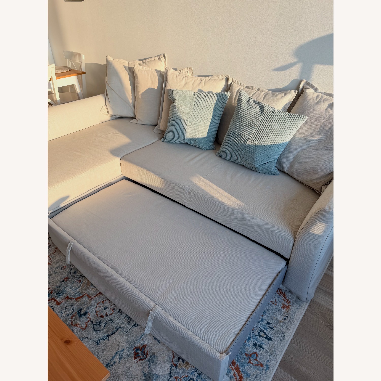 IKEA Holmsund L-Shaped Beige Sleeper Sectional Sofa - AptDeco
