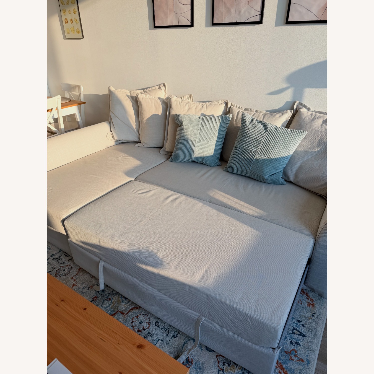 IKEA Holmsund L-Shaped Beige Sleeper Sectional Sofa - image-5