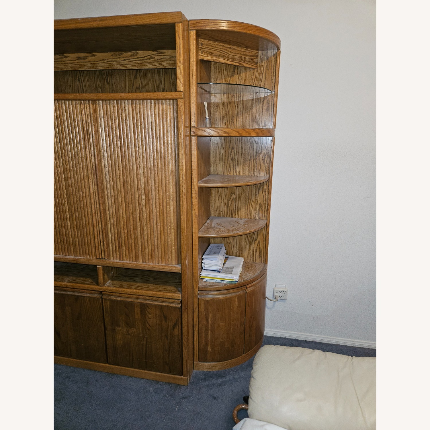 Three Piece Oakwood Lighted Wall Unit  - image-3