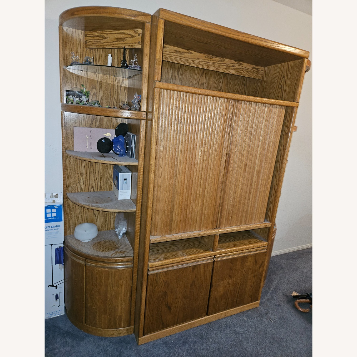 Three Piece Oakwood Lighted Wall Unit  - image-2