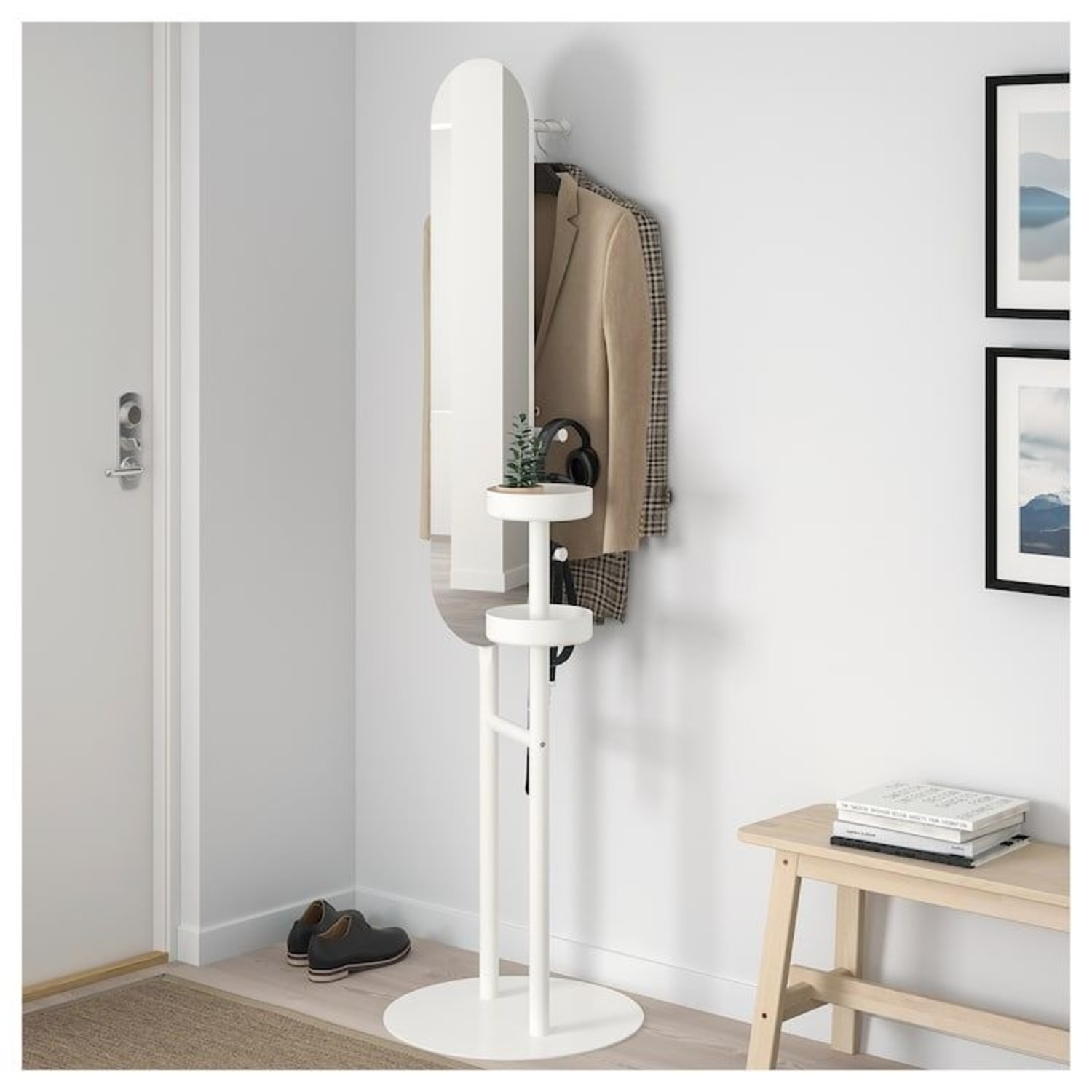 IKEA White Valet Stand With Mirror - image-5