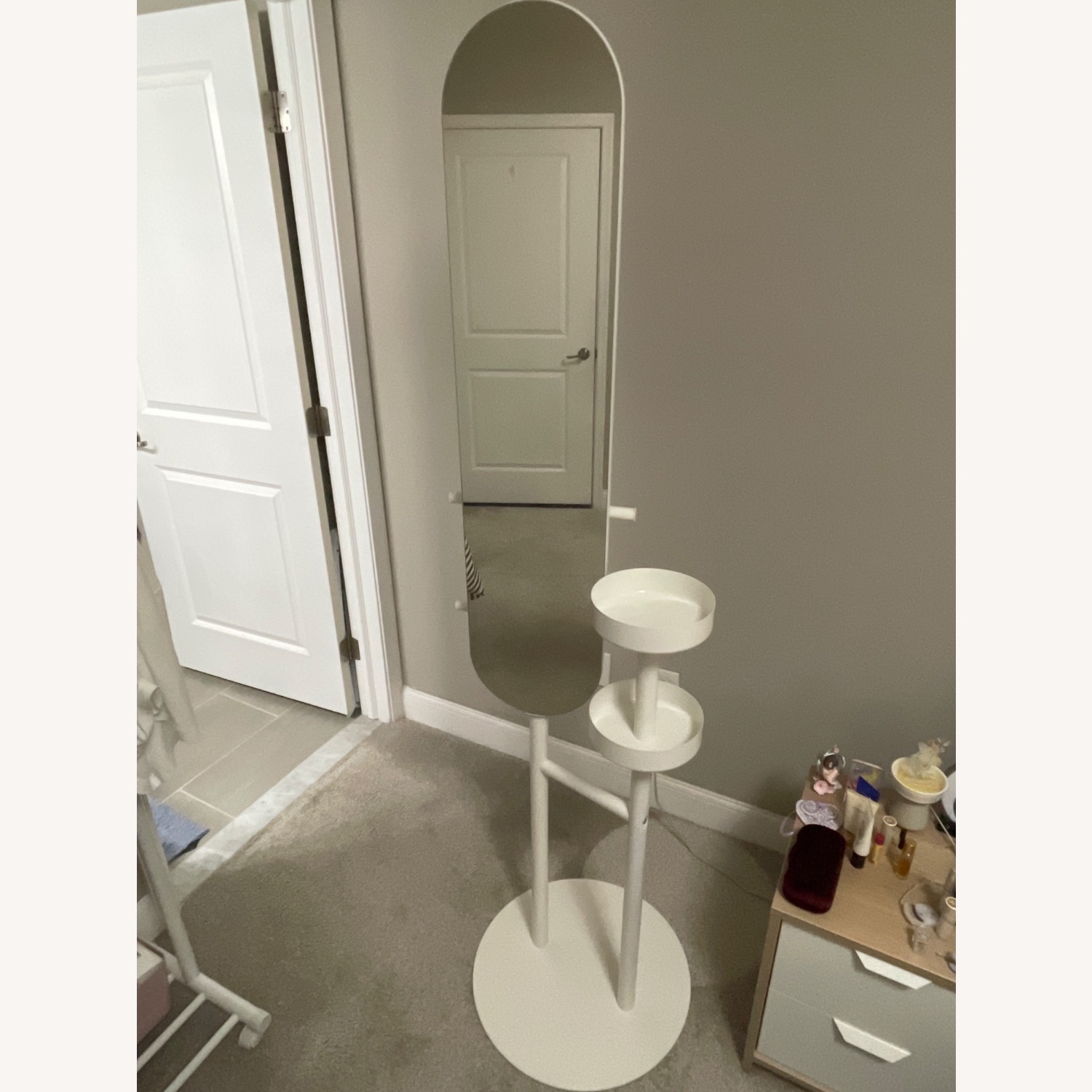 IKEA White Valet Stand With Mirror - image-2