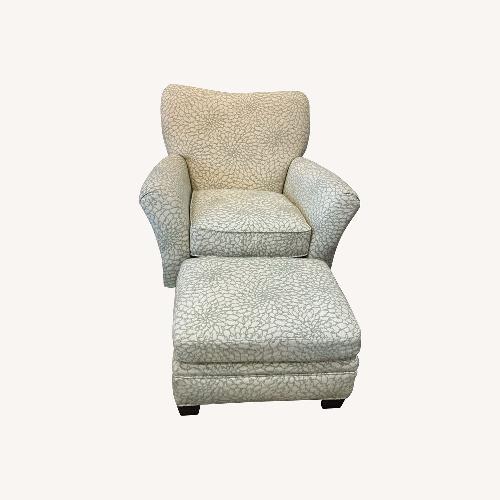 Used Patterned Fabric Armchair w Ottoman Chair for sale on AptDeco