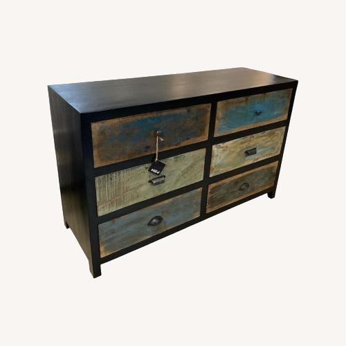 Used Black Reclaimed Mosaic 6-Drawer Large Dresser for sale on AptDeco