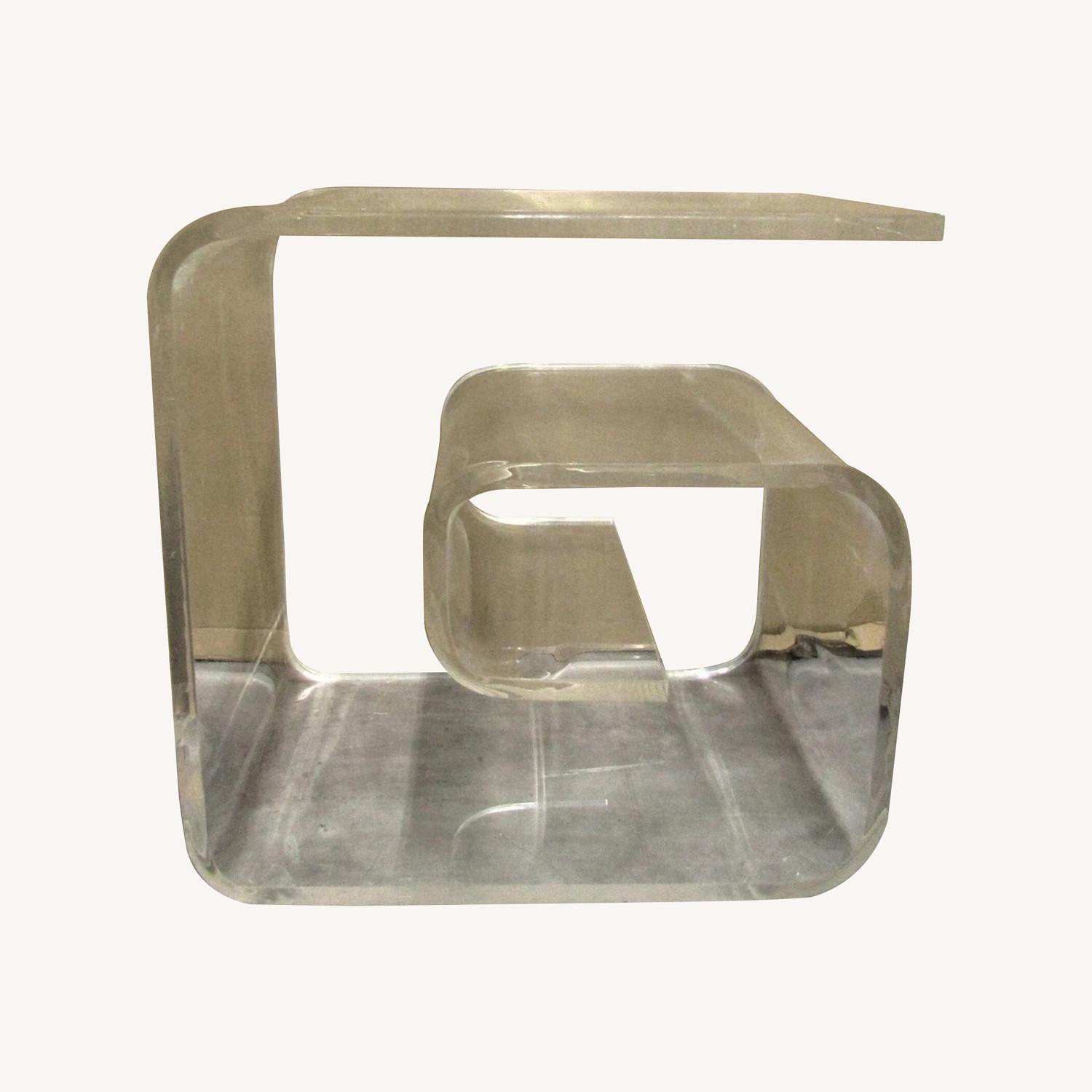 1960's Postmodern Lucite Curved Wave Side Table - image-0